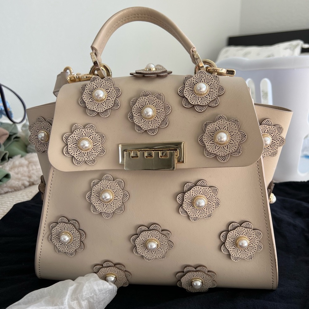 Zac Posen Leather Eartha Floral Backpack Purse